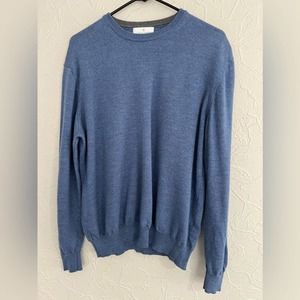 Toscano Firenze Men's 100% Merino Wool Blue Pullover Sweater Size XL